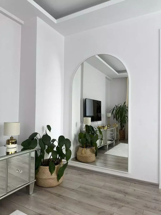 SteweHome Oglindă De Podea Arcuită Cu Cadru Metalic Alb 180x100cm
