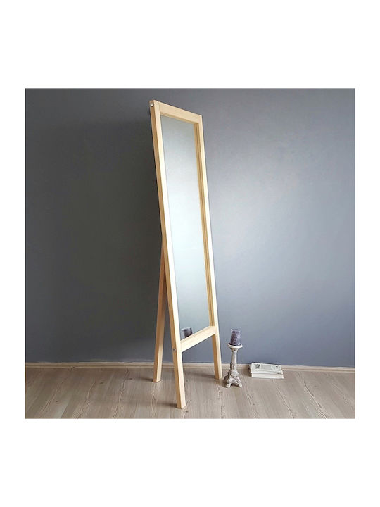 SteweHome Oglindă De Podea Cu Cadru Din Lemn Bej 170x55cm