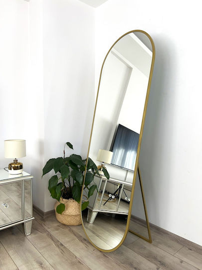 SteweHome Boden- oder Standspiegel Oval mit Goldmetallischem Rahmen 180x60cm