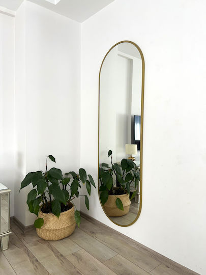 SteweHome Boden- oder Standspiegel Oval mit Goldmetallischem Rahmen 180x60cm