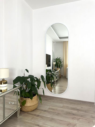 SteweHome Oval Floor Mirror with White Metal Frame 180x60cm