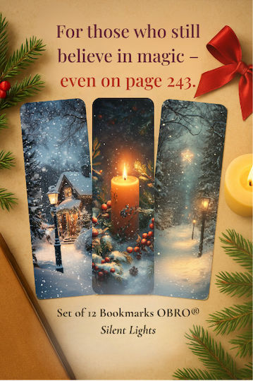 Set 12 Winter Christmas Bookmarks Obro Silent Lights Vintage Illustrations Premium Glossy Photo Card