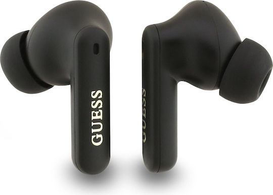 Guess 4G Script Logo In-ear Bluetooth Handsfree Earphones with Sweat Resistance and Charging Case Black