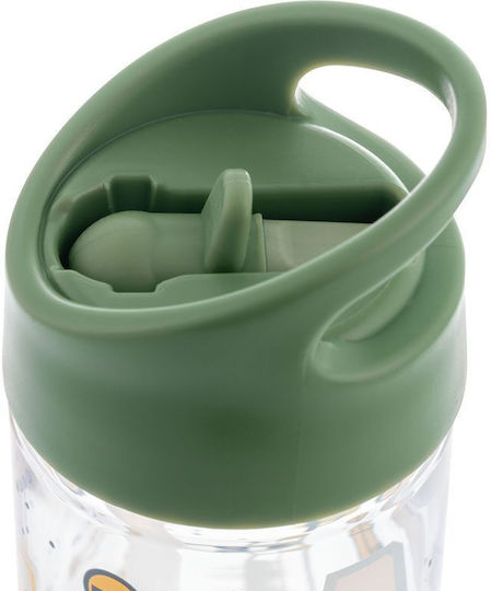 Stephen Joseph Flip Top Kids Water Bottle Plastic with Straw Green 350ml
