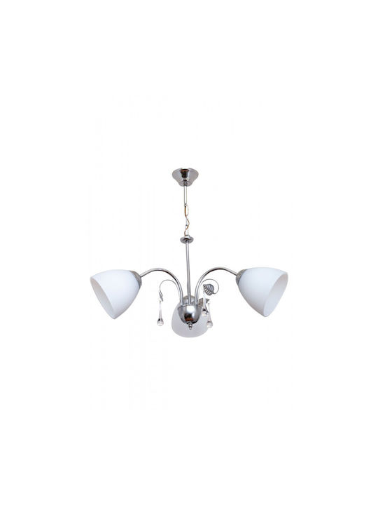 Modern Ceiling Pendant Light Living Room 3 Lights White Glass-60x50x60 Cm