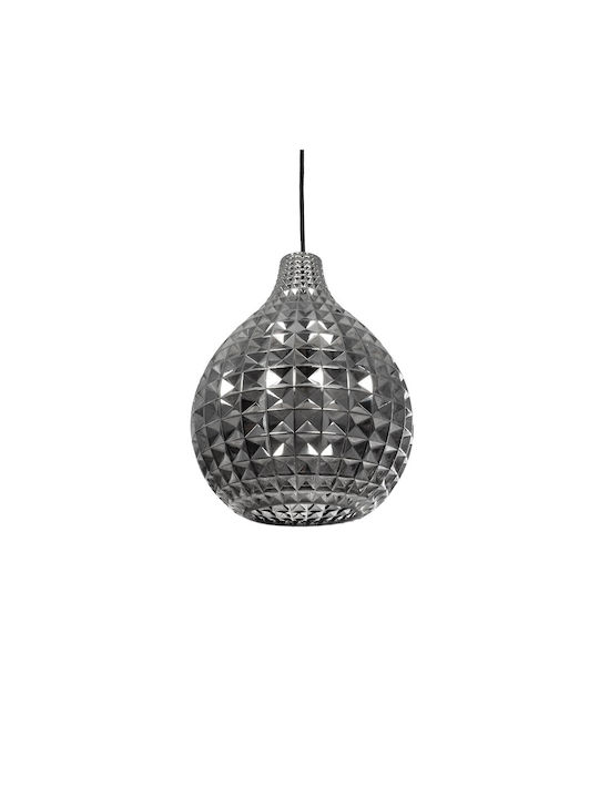 GloboStar Bastik Pendant Light Black with Crystals for Socket E27 22x22x26cm