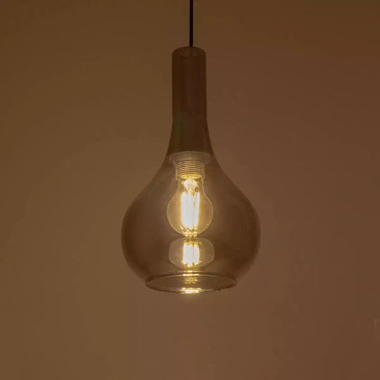 GloboStar Pendant Light Black with Crystals for Socket E27 20x20x36cm
