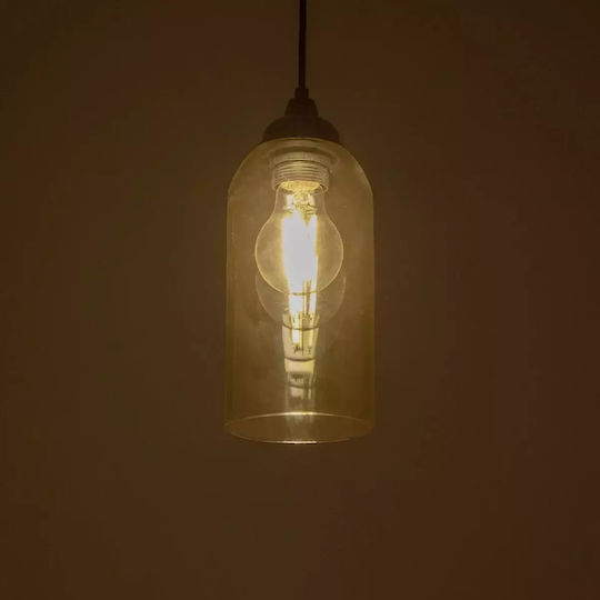 GloboStar Tube Pendant Light Honey with Crystals for Socket E27 10x10x24cm