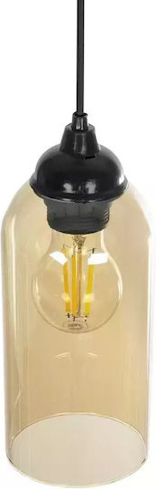 GloboStar Tube Pendant Light Honey with Crystals for Socket E27 10x10x24cm