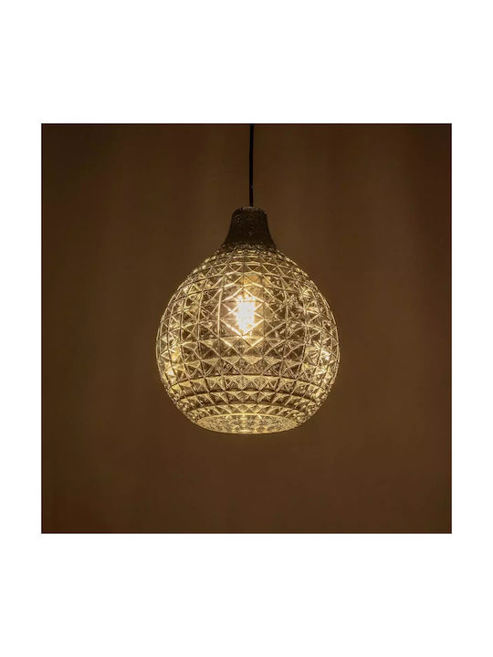 GloboStar Bastik Pendant Light Black with Crystals for Socket E27 22x22x26cm