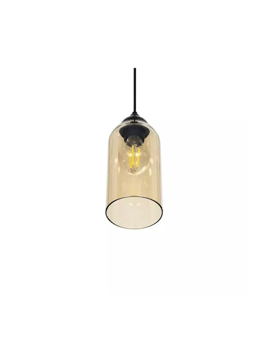 GloboStar Tube Pendant Light Honey with Crystals for Socket E27 10x10x24cm