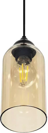 GloboStar Tube Pendant Light Honey with Crystals for Socket E27 10x10x24cm