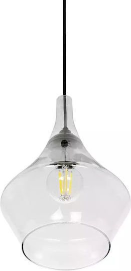 GloboStar Toru Pendant Light Transparent with Crystals for Socket E27 20x20x31cm