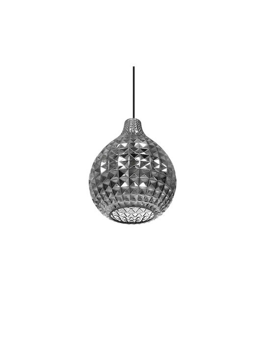 GloboStar Bastik Pendant Light Black with Crystals for Socket E27 22x22x26cm