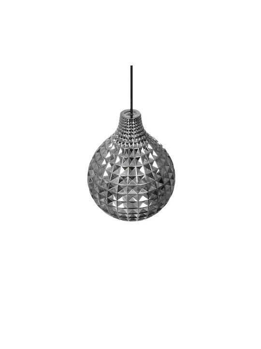 GloboStar Bastik Pendant Light Black with Crystals for Socket E27 22x22x26cm