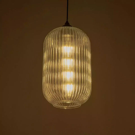 GloboStar Meloni Pendant Light Transparent with Crystals for Socket E27 20x20x38cm