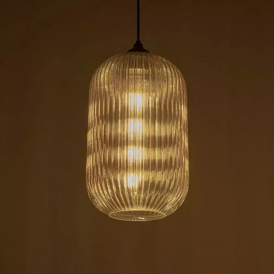 GloboStar Meloni Pendant Light Honey with Crystals for Socket E27 20x20x38cm