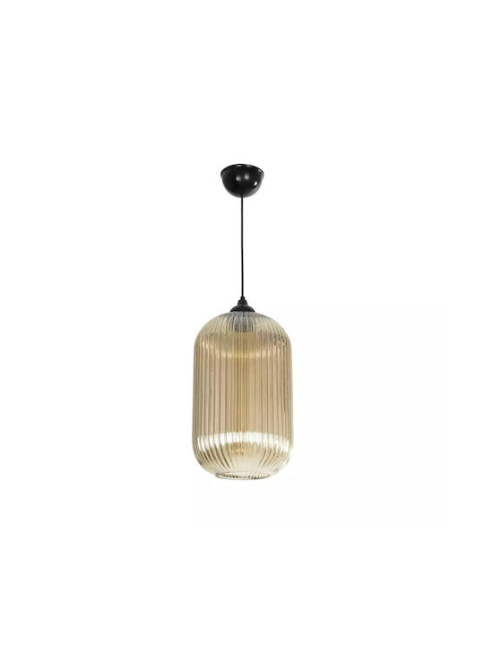 GloboStar Meloni Pendant Light Honey with Crystals for Socket E27 20x20x38cm