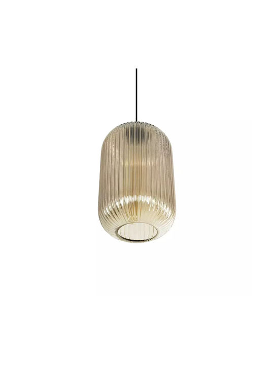 GloboStar Meloni Pendant Light Honey with Crystals for Socket E27 20x20x38cm