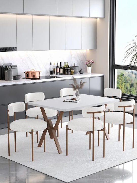 Masă De Dining 80x140 Masă De Bucătărie 6 Scaune Set Mobila Living