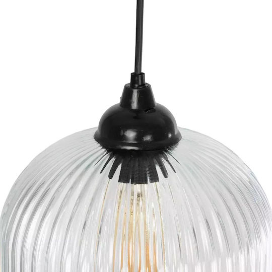 GloboStar Meloni Pendant Light Transparent with Crystals for Socket E27 20x20x38cm