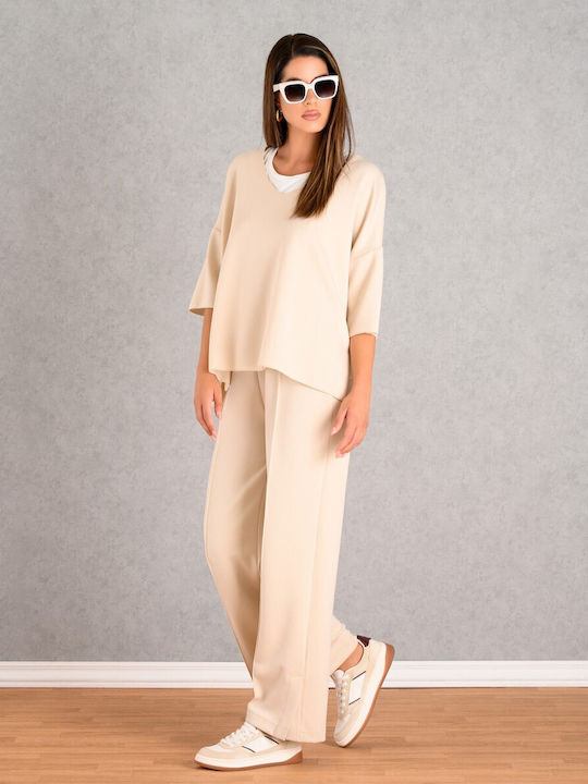 Women's Crop Top with V Neckline Vanilla