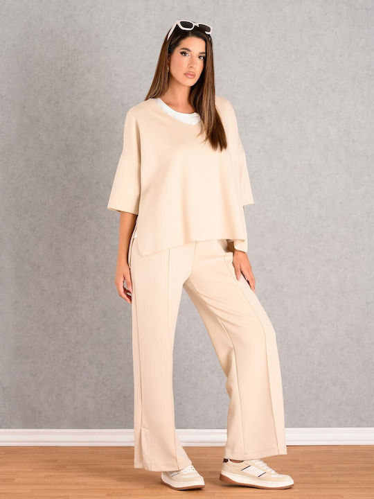 Women's Crop Top with V Neckline Vanilla