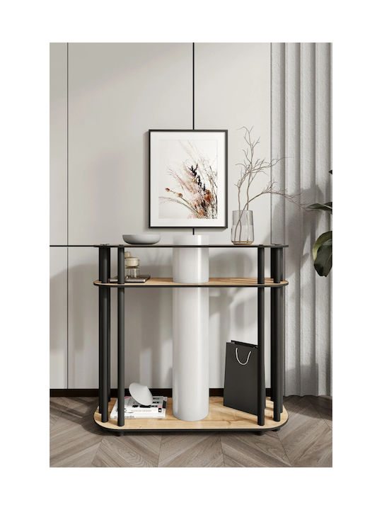 Modern Console Integrated Floor Lamp Black & White 90x83cm