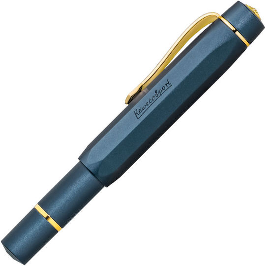 Kaweco Piston Sport Al Navy-gold Starter Set Fountain Pen W Ink M Medium
