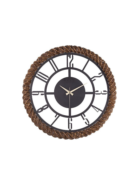 Bunnela Metallic Wall Clock Handmade Wicker Weaving 55x55cm
