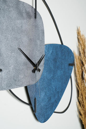 Brazil Handmade Metallic Wall Clock Blue Gray 58x55cm