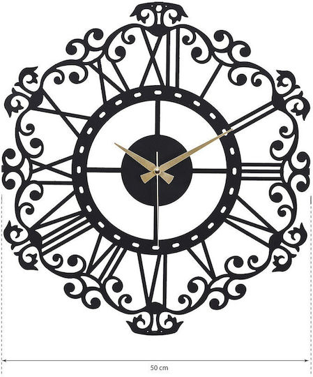 Metallic Black Wall Clock 41x41cm Silent Mechanism