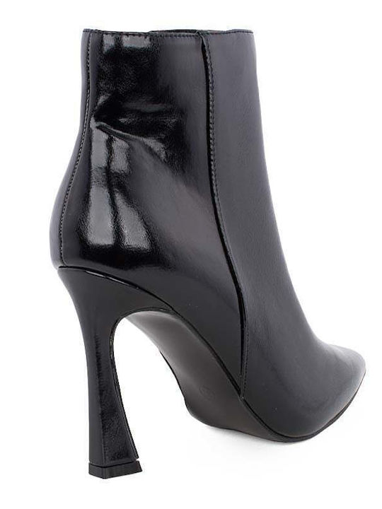 Women's Ankle Boots made of Patent Leather with High Heel Black