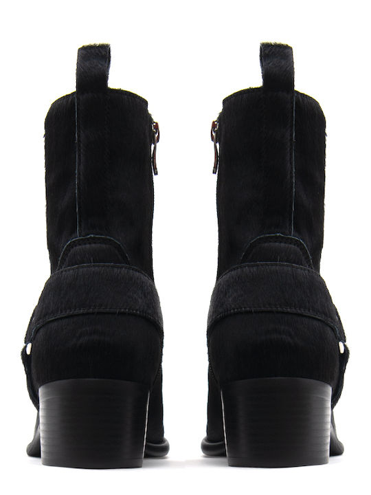 Leder Stiefeletten Damen Schwarz