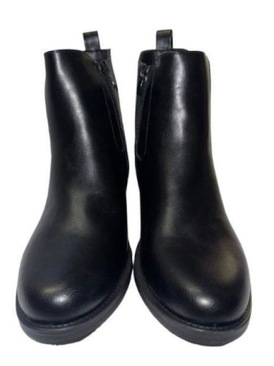 Leder Stiefeletten Damen Schwarz
