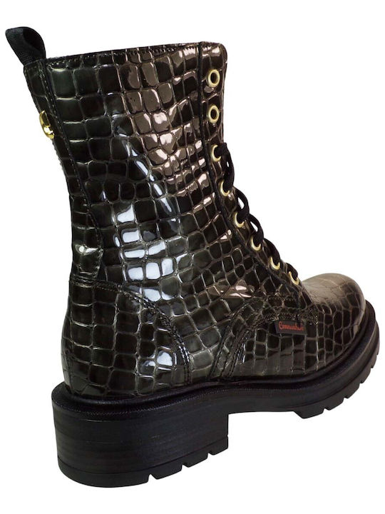 Women's Patent Leather Ankle Boots OLIVE