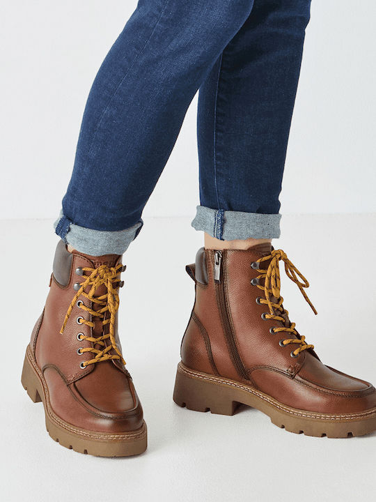 Leather Women's Ankle Boots Tabac Brown