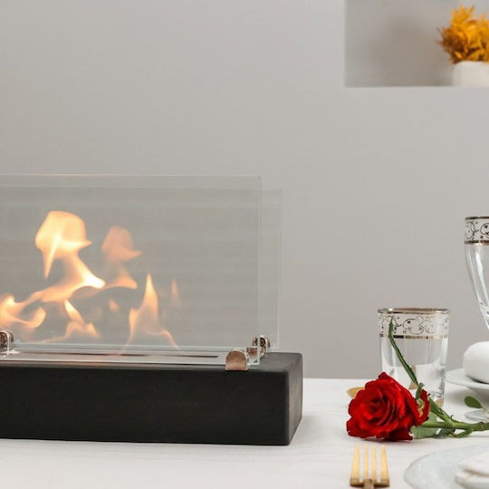Desktop Bioethanol Fireplace Elegant Design Glass & Metal