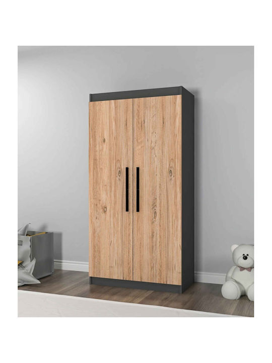 Doppelflügelig Außenschrank mit Regalen und Kleiderstange aus Eiche 90×45×180cm
