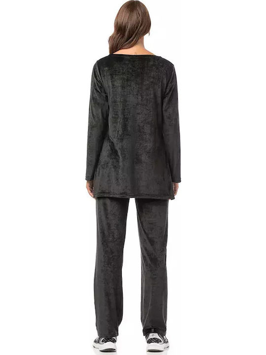 Jogginganzug Samt Black