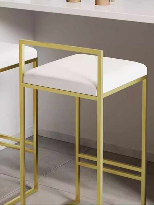 Модерна Метална Златиста Бар Маса С Бял Плот 90x40x93см