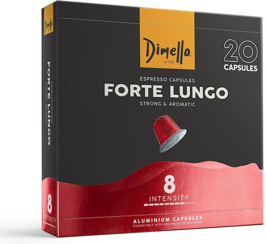 Dimello Kapseln Espresso Forte Lungo Kompatibel mit Maschine Nespresso 20Mützen
