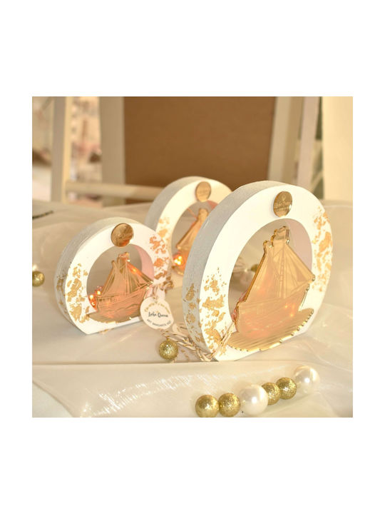 LiebeQueen Handmade Lucky Charm Boat Gold made of Wood 1pcs
