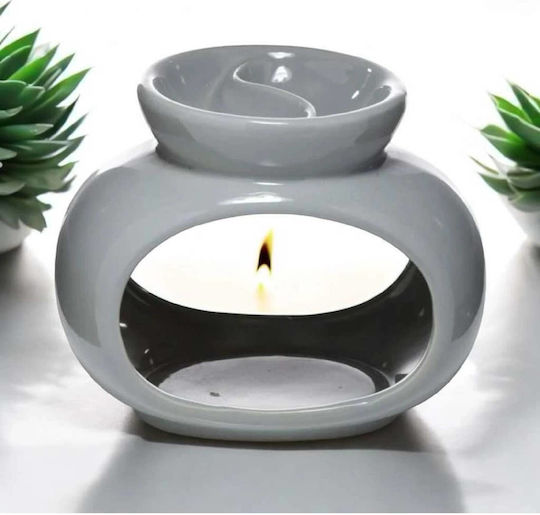 Διπλός Αρωματιστής Αιθέρια Έλαια & Wax Melt Οβάλ Γκρι 16cm