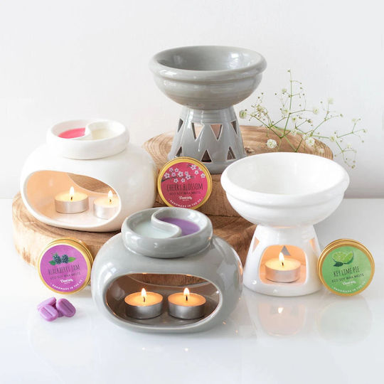 Διπλός Αρωματιστής Αιθέρια Έλαια & Wax Melt Οβάλ Γκρι 16cm