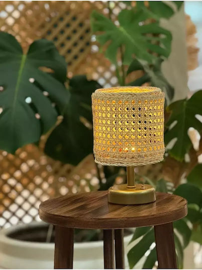Abajur cu Baterie din Ratan Natural Hazeran