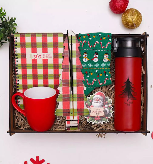 Weihnachtsaccessoires Geschenk-Set Notizbuch Silvester Tasse Wasserflasche Baum Weihnachtsstrumpf Magnet Code 97846