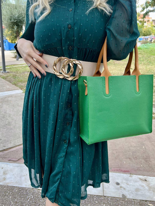 De piele Geantă de damă De mână Verde