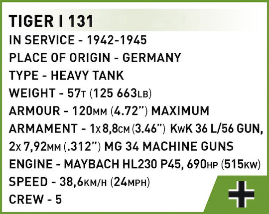 Cobi Τουβλάκια Tiger I 131 για 6+ Ετών 144τμχ