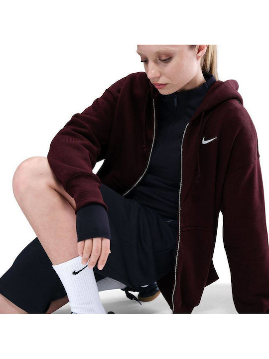 Women's Sweatshirt Jacket Hooded Burgundy